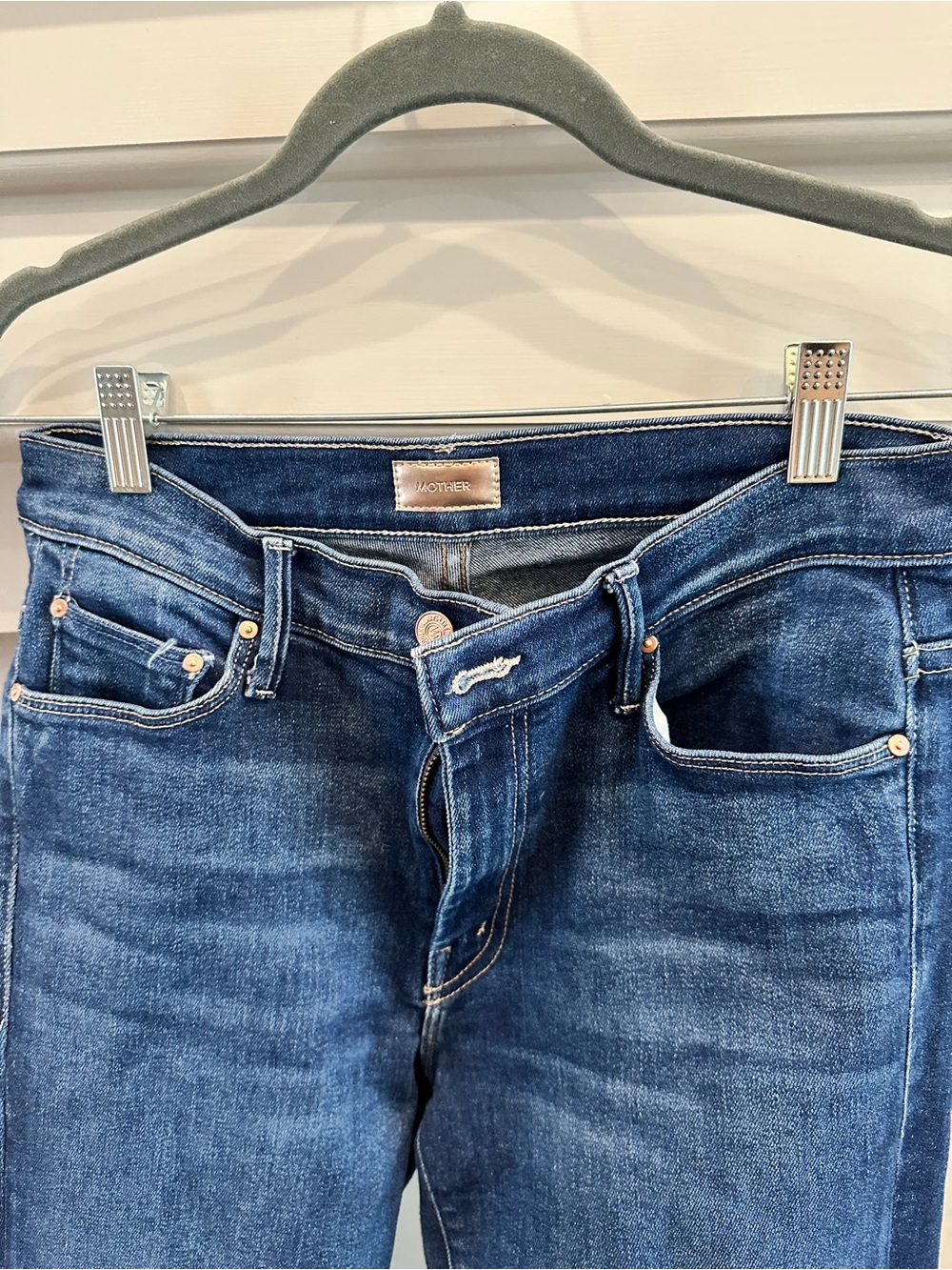 MOTHER Women's Flare Jeans in Medium Blue Denim - Picture 3 of 7